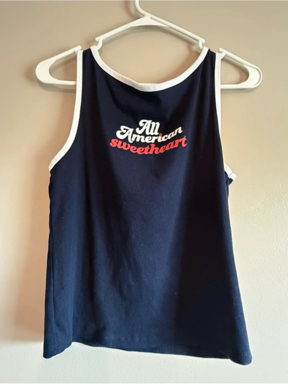wild fable Navy Tank Top with White Trim and Red Script